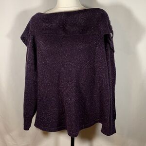 Addition Elle Sparkly Purple Knit Pullover Sweater